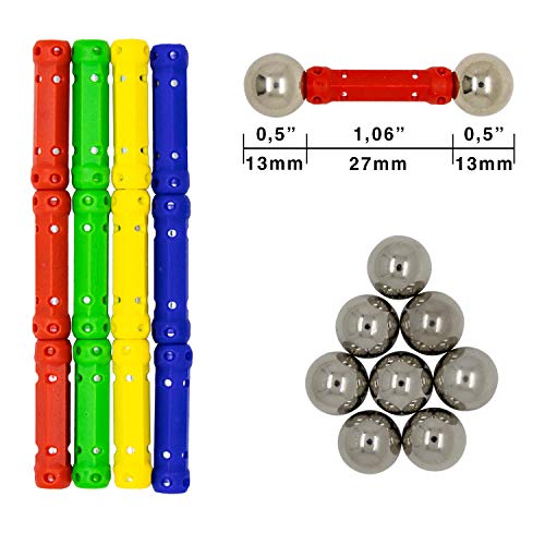 Gifton - Magnetic Building Sticks Blocks STEM Toy Set 30pc – Kids Learning Educational Construction Fidget Magnet Toys Gift For Boys Girls Age 6 7 8 Year Old - Christmas Stocking Fillers (1 Pack)