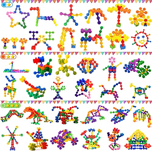TOMYOU Kids Building Blocks STEM Toys, 100 PCS Create Puzzle Plastic Building Sets That Bends - Safe Material - Toddler Educational Interlocking Toy for Girls and Boys Aged 3+