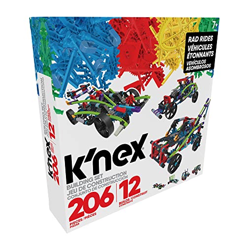 K'NEX Rad Rides Building Set 12 Model Educational Toys for Boys and Girls, 206 Piece Stem Learning Kit, Engineering for Kids, Fun and Colourful Construction Toys for Children Ages 7+ Basic fun 15214