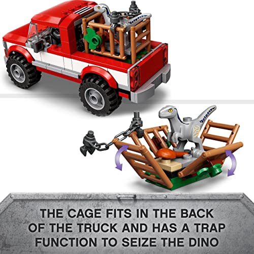 LEGO 76946 Jurassic World Blue and Beta Velociraptor Capture with Truck and 2 Dinosaur Toys for Kids, 2022 Dominion Movie Inspired Set, Multicolor