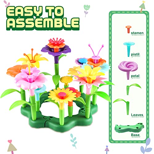 CENOVE Toys for 3 Year Old Kids Flower Garden Building Toys,DIY Bouquet Sets Gifts for 3 4 5 6 Year Old Kids,Creative and Art Building Block (130 PCS)