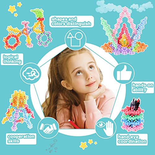 Gifts2U 300Pcs Building Blocks Kids Educational Toys, STEM Toy Building Set, Macaron Color Interlocking Solid Plastic Blocks Autism Toy with Storage Box for Children Over 3 Years Old