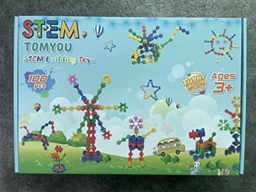 TOMYOU Kids Building Blocks STEM Toys, 100 PCS Create Puzzle Plastic Building Sets That Bends - Safe Material - Toddler Educational Interlocking Toy for Girls and Boys Aged 3+