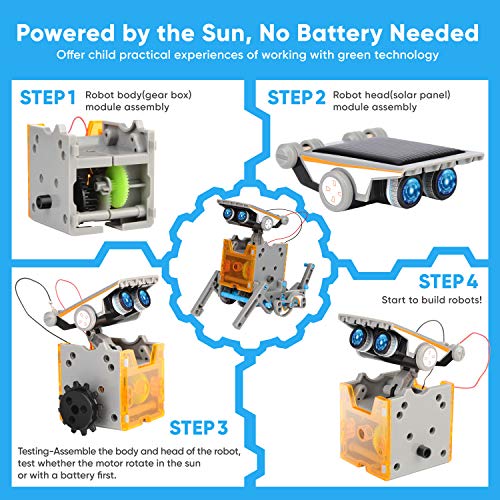 Sillbird STEM 12-in-1 Education Solar Robot Toys-190 Pieces DIY Building Science Experiment Engineering Kit for kids toys gifts for boys girls Aged 8 9 10 11 12+, Solar Powered by the Sun