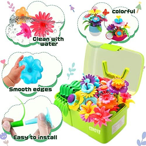CENOVE Toys for 3 Year Old Kids Flower Garden Building Toys,DIY Bouquet Sets Gifts for 3 4 5 6 Year Old Kids,Creative and Art Building Block (130 PCS)