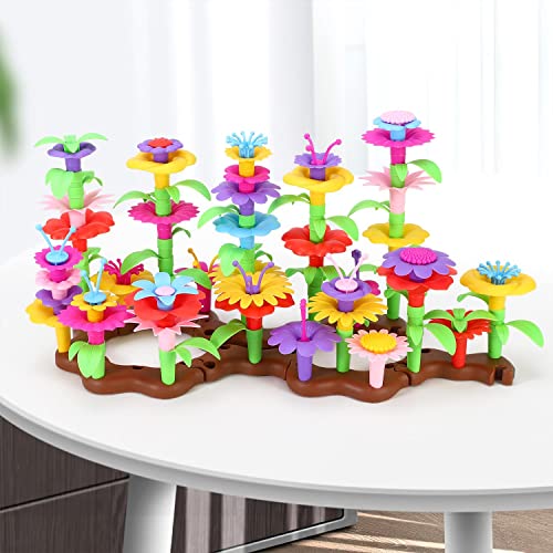 SOKA Garden World Creative Flowers 108 PCS Flower Garden Building Toy Set Floral Arrangement Bouquet Blocks DIY Art and Craft Kit Indoor Outdoor For Children Kids Girls Boys Ages 3 year old +