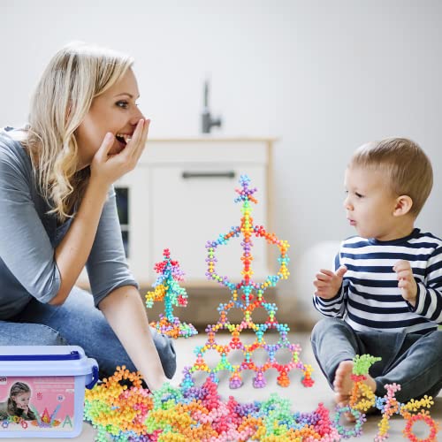 Gifts2U 300Pcs Building Blocks Kids Educational Toys, STEM Toy Building Set, Macaron Color Interlocking Solid Plastic Blocks Autism Toy with Storage Box for Children Over 3 Years Old