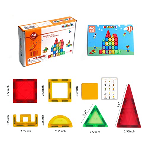Magblock Magnetic Building Blocks Sets - 46PCS Magnetic Tiles | Magnet Game Toy | Construction Educational Toys for 3 4 5 6 Years Old Boys & Girls On Birthday