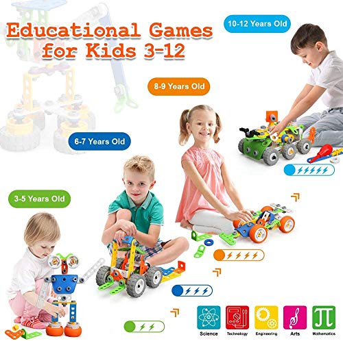 MOONTOY Building Toys 11 in 1 STEM Toys Age 5 173 Pcs Building Blocks Kit for Kids, Educational Construction Toys Creative Learning Set Christmas Birthday Gifts for Kids Boys and Girls Age 5 6 7 8 9