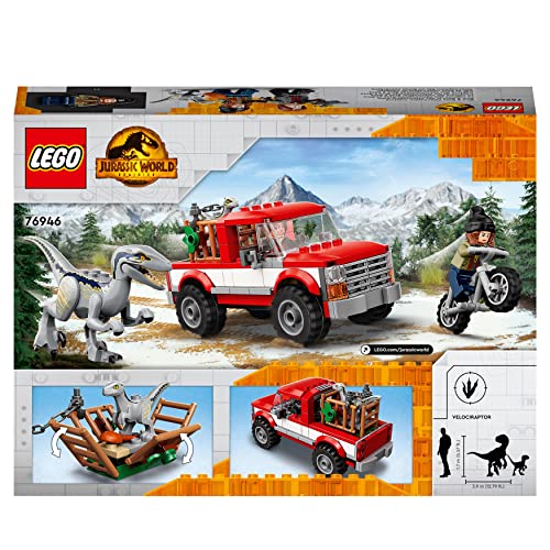 LEGO 76946 Jurassic World Blue and Beta Velociraptor Capture with Truck and 2 Dinosaur Toys for Kids, 2022 Dominion Movie Inspired Set, Multicolor