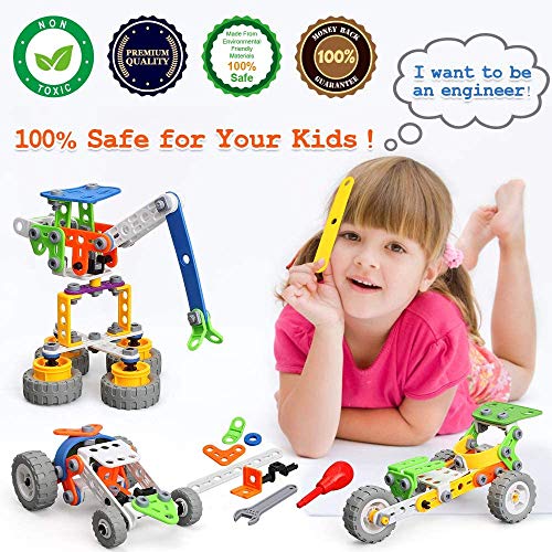 MOONTOY Building Toys 11 in 1 STEM Toys Age 5 173 Pcs Building Blocks Kit for Kids, Educational Construction Toys Creative Learning Set Christmas Birthday Gifts for Kids Boys and Girls Age 5 6 7 8 9