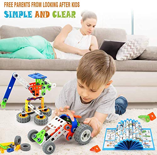 MOONTOY Building Toys 11 in 1 STEM Toys Age 5 173 Pcs Building Blocks Kit for Kids, Educational Construction Toys Creative Learning Set Christmas Birthday Gifts for Kids Boys and Girls Age 5 6 7 8 9