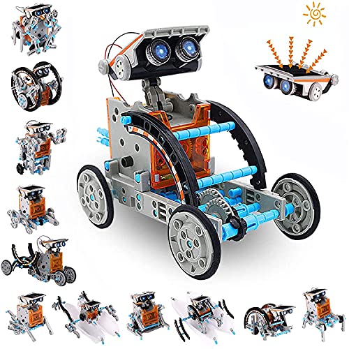 AceLife STEM Robot Toy 12-in-1 Educational Science Kit DIY Building Construction Engineering Set for Kids Age 8-12 Boys & Girls Birthday, Solar Powered -Grey