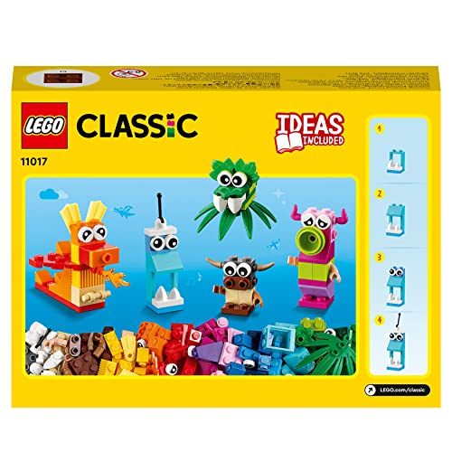 LEGO 11017 Classic Creative Monsters, Construction Playset with 5 Mini Build Monster Toys, Bricks Box Building Set, Gifts for Kids 4 Plus Years Old, Multicolor