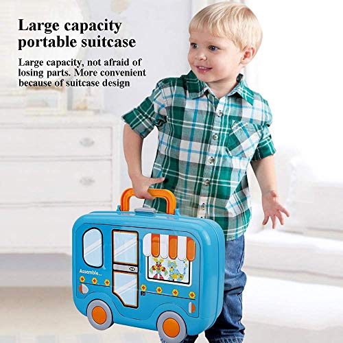 Drill Toys for 3 4 5 Year Old Boys Creative Mosaic Design Construction Building Blocks 3D Puzzle Toys Kit with Storage Pegboard Box for Kids Girls Take Apart STEM DIY Educational Drill Set Gift