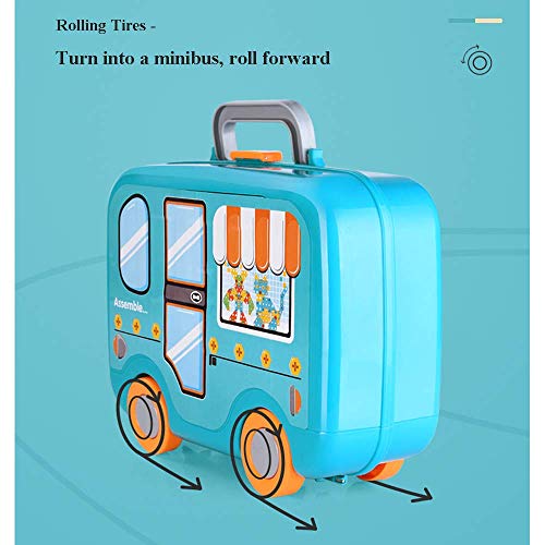 Drill Toys for 3 4 5 Year Old Boys Creative Mosaic Design Construction Building Blocks 3D Puzzle Toys Kit with Storage Pegboard Box for Kids Girls Take Apart STEM DIY Educational Drill Set Gift