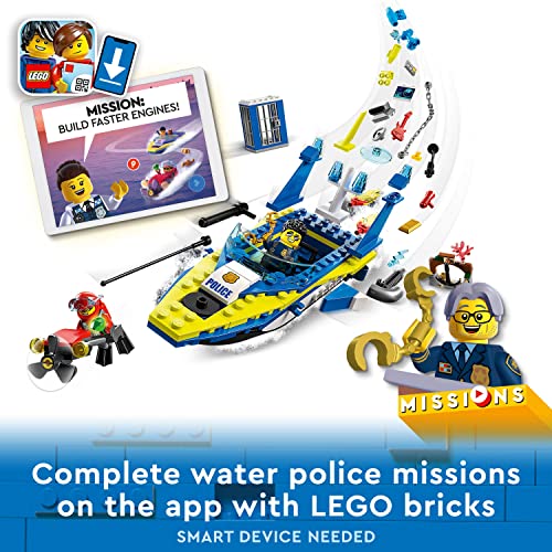 LEGO 60355 City Water Police Detective Missions, with Speed Boat Toy, Interactive Digital Adventure Building Game Playset with Bricks and 4 Minifigures