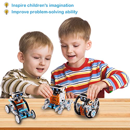 AceLife STEM Robot Toy 12-in-1 Educational Science Kit DIY Building Construction Engineering Set for Kids Age 8-12 Boys & Girls Birthday, Solar Powered -Grey