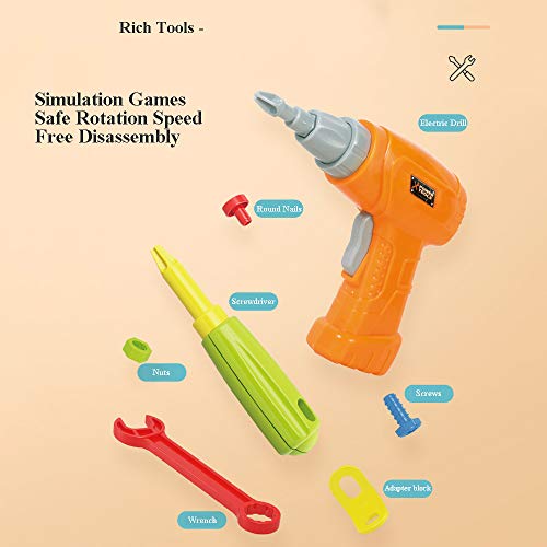 Drill Toys for 3 4 5 Year Old Boys Creative Mosaic Design Construction Building Blocks 3D Puzzle Toys Kit with Storage Pegboard Box for Kids Girls Take Apart STEM DIY Educational Drill Set Gift