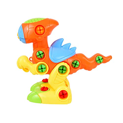 SOKA® Take Apart Assemble Your Own DIY Dinosaur Toy Construction Set – Puzzle Building Toy Dinosaurs for Kids Boys Girls aged 3 4 5 6 Years - Orange/Yellow