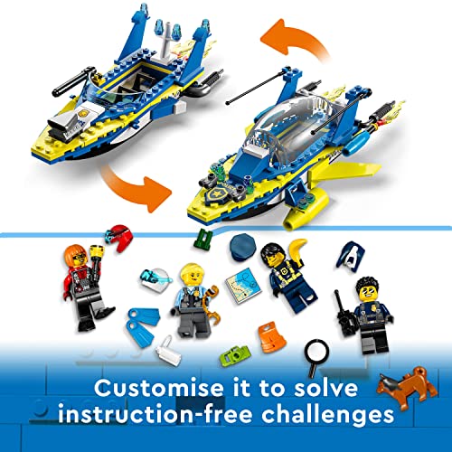 LEGO 60355 City Water Police Detective Missions, with Speed Boat Toy, Interactive Digital Adventure Building Game Playset with Bricks and 4 Minifigures