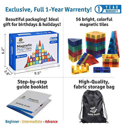 Toy Blocks Building Set, Magnetic Tiles for Kids, STEM Educational Toy, 56pcs, Great Gift for for 3-8 Year Old Boys & Girls - Kids & Toddlers