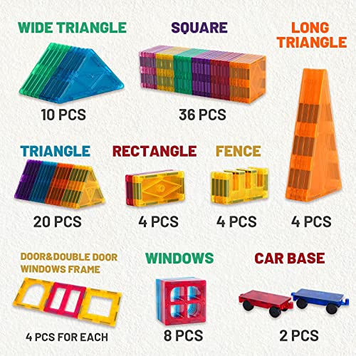 YIKUMO Kids Magnetic Tiles Toys, 100Pcs 3D Magnetic Building Blocks Tiles Set, Building Construction Educational STEM Toys for 3+ Year Old Boys and Girls