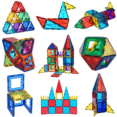 Toy Blocks Building Set, Magnetic Tiles for Kids, STEM Educational Toy, 56pcs, Great Gift for for 3-8 Year Old Boys & Girls - Kids & Toddlers