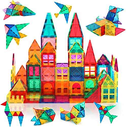 Magnetic Building Blocks 60PCS Magnetic Tiles for Kids Stronger Magnet Toys STEM Creative Construction Magnetic Toys for 3 4 5 6 7 8 Year Old Boys Girls Educational Birthday Gift for Kids Age 3+