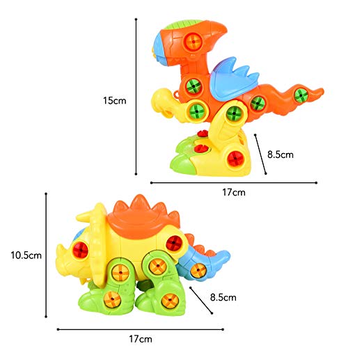 SOKA® Take Apart Assemble Your Own DIY Dinosaur Toy Construction Set – Puzzle Building Toy Dinosaurs for Kids Boys Girls aged 3 4 5 6 Years - Orange/Yellow