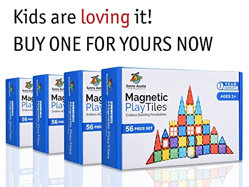 Toy Blocks Building Set, Magnetic Tiles for Kids, STEM Educational Toy, 56pcs, Great Gift for for 3-8 Year Old Boys & Girls - Kids & Toddlers