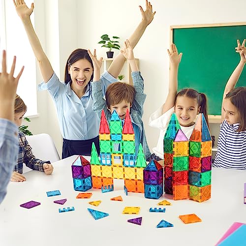 Magnetic Building Blocks 60PCS Magnetic Tiles for Kids Stronger Magnet Toys STEM Creative Construction Magnetic Toys for 3 4 5 6 7 8 Year Old Boys Girls Educational Birthday Gift for Kids Age 3+