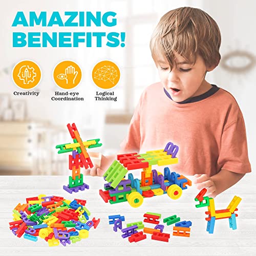 iYuePeng DIY Plastic 3D Building Blocks for 5+ Educational STEM Toys 112pcs H Shape Interlocking Fat Brain Games Theme Construction Engineering Perfect for Family, Kindergarten Classroom, 4-5 years