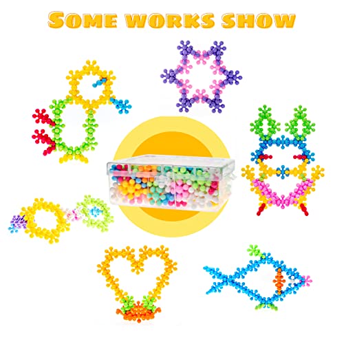 Doloowee Snowflakes Building Block Toys 170pcs, Educational Toys for Preschool Kids Diy for Building Blocks Toy, STEM Building Block Toys Sets-With Storage Box, Boys and Girls Toys Aged 3+ (White)