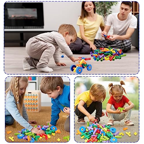Onshine Tube Building Blocks Toys for 3 4 5 Year Old, DIY Baby Bath Water Pipe Tube Plastic Toy Construction Building Blocks Set STEM Learning Gifts for Kids Baby Toddler Children