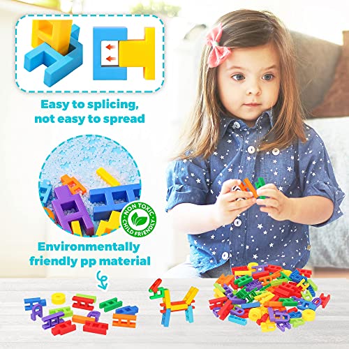iYuePeng DIY Plastic 3D Building Blocks for 5+ Educational STEM Toys 112pcs H Shape Interlocking Fat Brain Games Theme Construction Engineering Perfect for Family, Kindergarten Classroom, 4-5 years