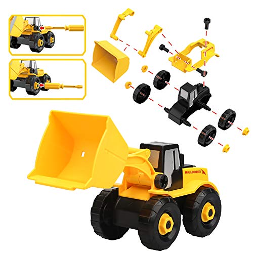 Vanplay 6 in 1 Take-Apart Construction Vehicles include Toy Drill & Box, Digger Excavators Truck Building STEM Learning Gift, Electric Drill Toy Set for Boys Girls 3 4 5 years old