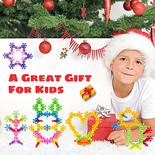 Doloowee Snowflakes Building Block Toys 170pcs, Educational Toys for Preschool Kids Diy for Building Blocks Toy, STEM Building Block Toys Sets-With Storage Box, Boys and Girls Toys Aged 3+ (White)