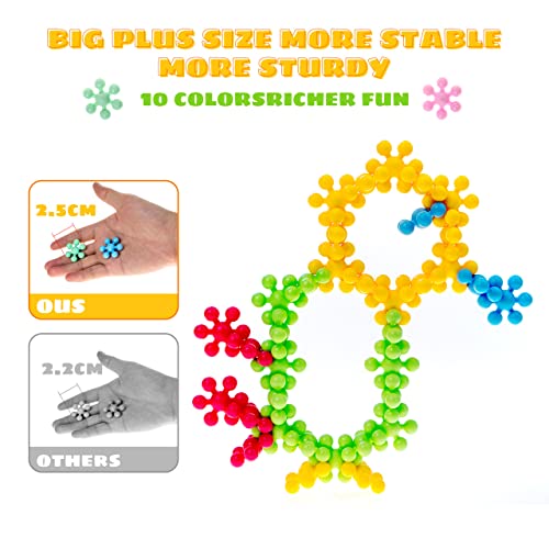 Doloowee Snowflakes Building Block Toys 170pcs, Educational Toys for Preschool Kids Diy for Building Blocks Toy, STEM Building Block Toys Sets-With Storage Box, Boys and Girls Toys Aged 3+ (White)