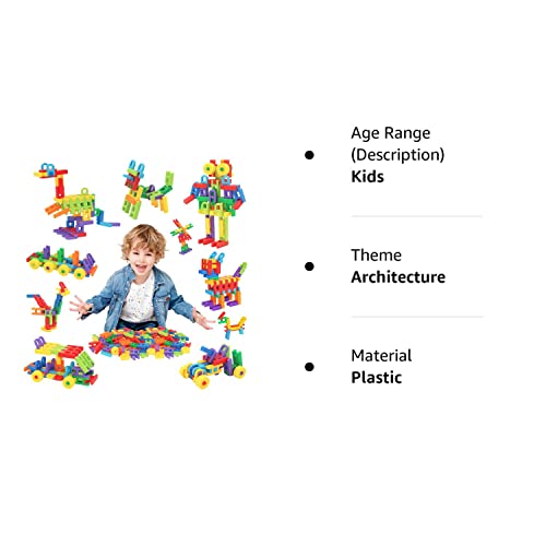 iYuePeng DIY Plastic 3D Building Blocks for 5+ Educational STEM Toys 112pcs H Shape Interlocking Fat Brain Games Theme Construction Engineering Perfect for Family, Kindergarten Classroom, 4-5 years