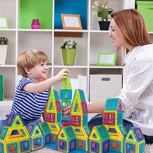 Theefun 100Pcs Magnetic Building Blocks, Magnetic Tiles Set Toy for 3 4 5 6 7 Year Old Boys Girls, Magnet Toys for Kids Magnets Toys Blocks Construction Set Toys for Kids