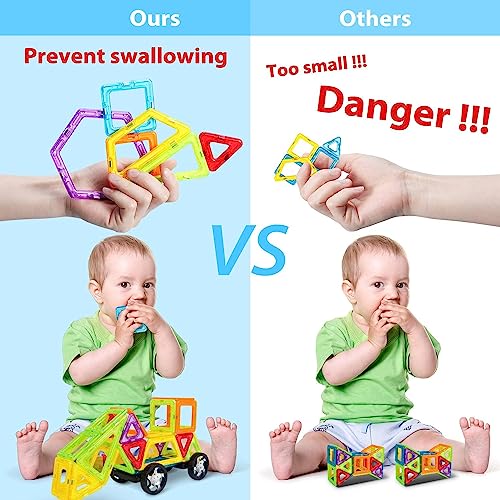 Theefun 100Pcs Magnetic Building Blocks, Magnetic Tiles Set Toy for 3 4 5 6 7 Year Old Boys Girls, Magnet Toys for Kids Magnets Toys Blocks Construction Set Toys for Kids