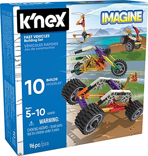 K'NEX Fun Fast Vehicles Building Set 10 Model Beginner Construction Toys for Sensory Play, 96 Piece Stem Learning Kit, Educational Toys Suitable for Girls and Boys Ages 5+ Basic Fun 45510