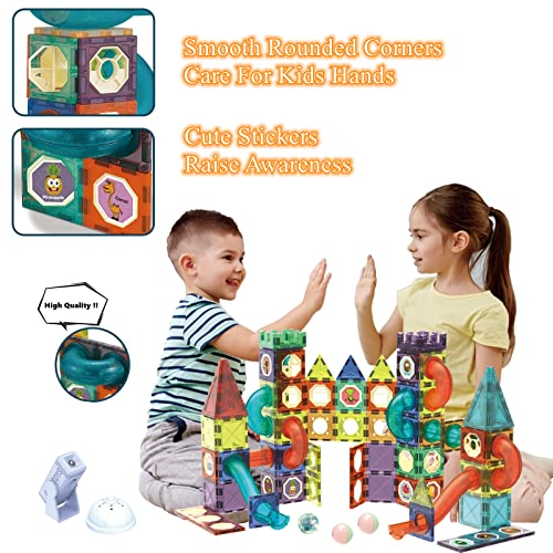 BINZKBB Light Magnetic Tiles Building Blocks for kids,3D Clear STEM Magnets Construction Toys,110PC Magnetic Marble Run Creativity Educational Toys for Kids Ages 3 4 5 6 7 8+Year Old Boys Girls Gift