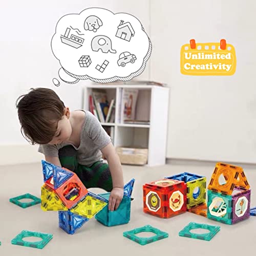 BINZKBB Light Magnetic Tiles Building Blocks for kids,3D Clear STEM Magnets Construction Toys,110PC Magnetic Marble Run Creativity Educational Toys for Kids Ages 3 4 5 6 7 8+Year Old Boys Girls Gift
