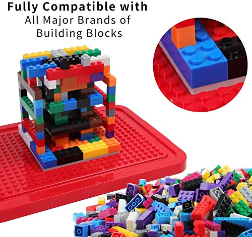 Building Bricks 520 Pieces Construction Toys Set, 500 pcs Basic Building Blocks in 17 Shapes Includes Wheels, Doors and Windows, Bulk Blocks with Reusable Storage Box, Compatible to All Major Brands