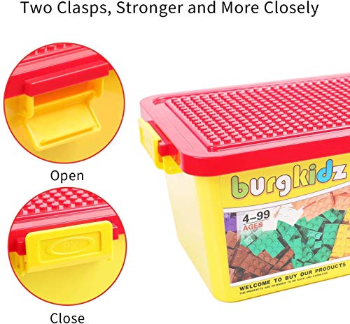 Building Bricks 520 Pieces Construction Toys Set, 500 pcs Basic Building Blocks in 17 Shapes Includes Wheels, Doors and Windows, Bulk Blocks with Reusable Storage Box, Compatible to All Major Brands
