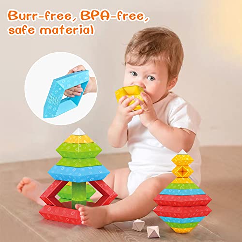 VATOS Changeable Building Blocks for Kids age 2 3 4 5 6 Year old,30 PCS Diamond-shaped Bricks Towers Building Construction Toys Sets STEM Preschool Educational Montessori Toys for Boys Girls