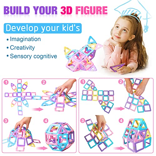 ATCRINICT 40PCS Castle Magnetic Blocks - Learning & Development Magnetic Tiles Building Blocks Kids Toys for 3 4 5 6 7 Years Old Boys Girls Gifts