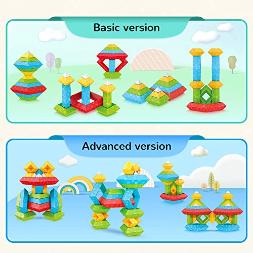 VATOS Changeable Building Blocks for Kids age 2 3 4 5 6 Year old,30 PCS Diamond-shaped Bricks Towers Building Construction Toys Sets STEM Preschool Educational Montessori Toys for Boys Girls